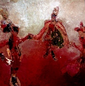 Epousailles - monotypes et peinture acrylique sur toile - 100 x 100 cm - 2007