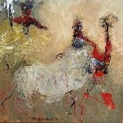 Itinéraire 1 - monotypes et peinture acrylique sur toile - 40 cm x 40 cm  - 2009