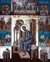 Luc apôtre et évangéliste - détrempe  avec oeuf sur bois - 25 x 20 cm -  2006 - prix Spécial de la Critique, BOE 2006, Palerme (Italie) 