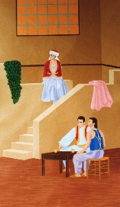 Le Café oriental II - acrylique sur toile - 157 x 90 cm