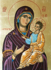 Marie et l'Enfant Jésus, icône - Tempera - 40 x 30 cm